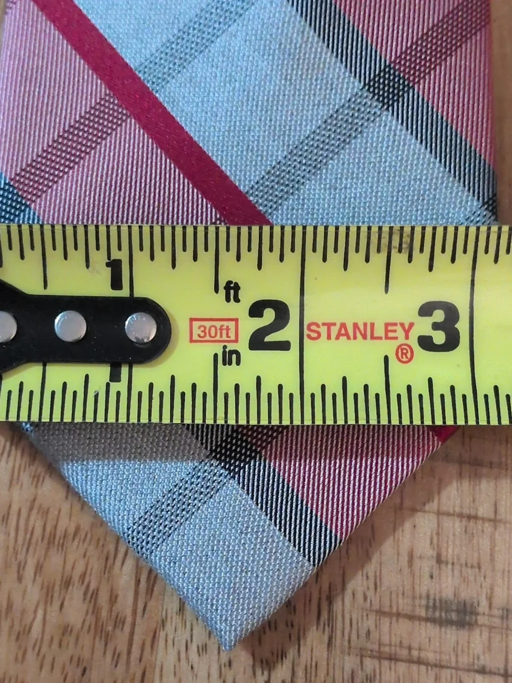Michael Kors Plaid Check Skinny Tie Silk/Viscose Light Blue Pink Red3.25